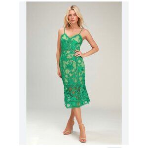 Lulu Deeply Cherish Green Lace Dress sz XS